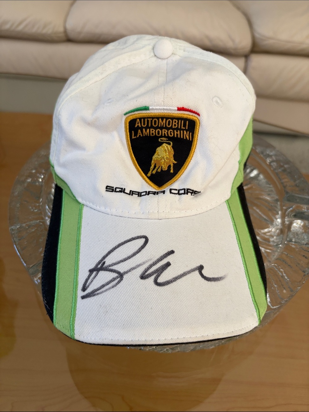 Lamborghini LIMITED EDITION  White and Green Racing Cap with Shield Emblem
